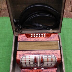 Hohner Corona III R Akkordeon, Tonart G/C/F, Mundharmonika 31/12/III, rotes Knopfakkordeon
